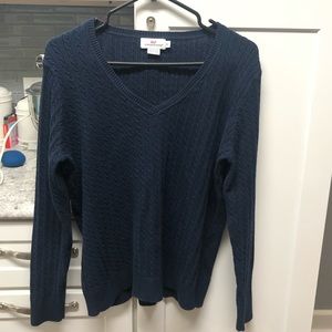 Vineyard Vines Navy Cable Knit Vneck Sweater